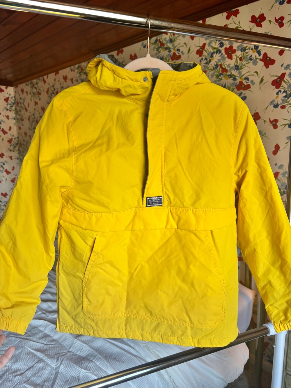 zara kids 11-12y yellow waterproof rain jacket hooded anorak coat nwot
